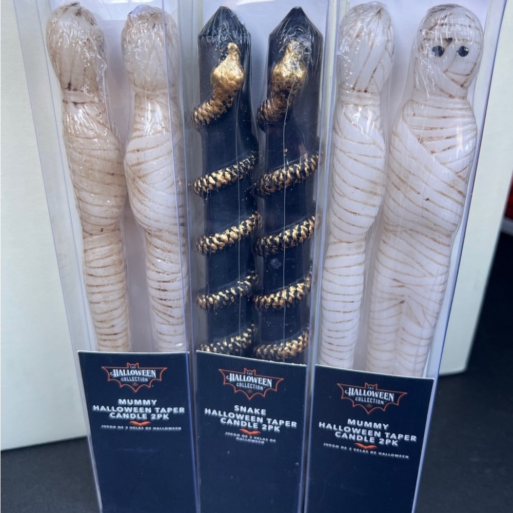 Kirkton House Halloween Mummy and Snake Taper Candle Set
